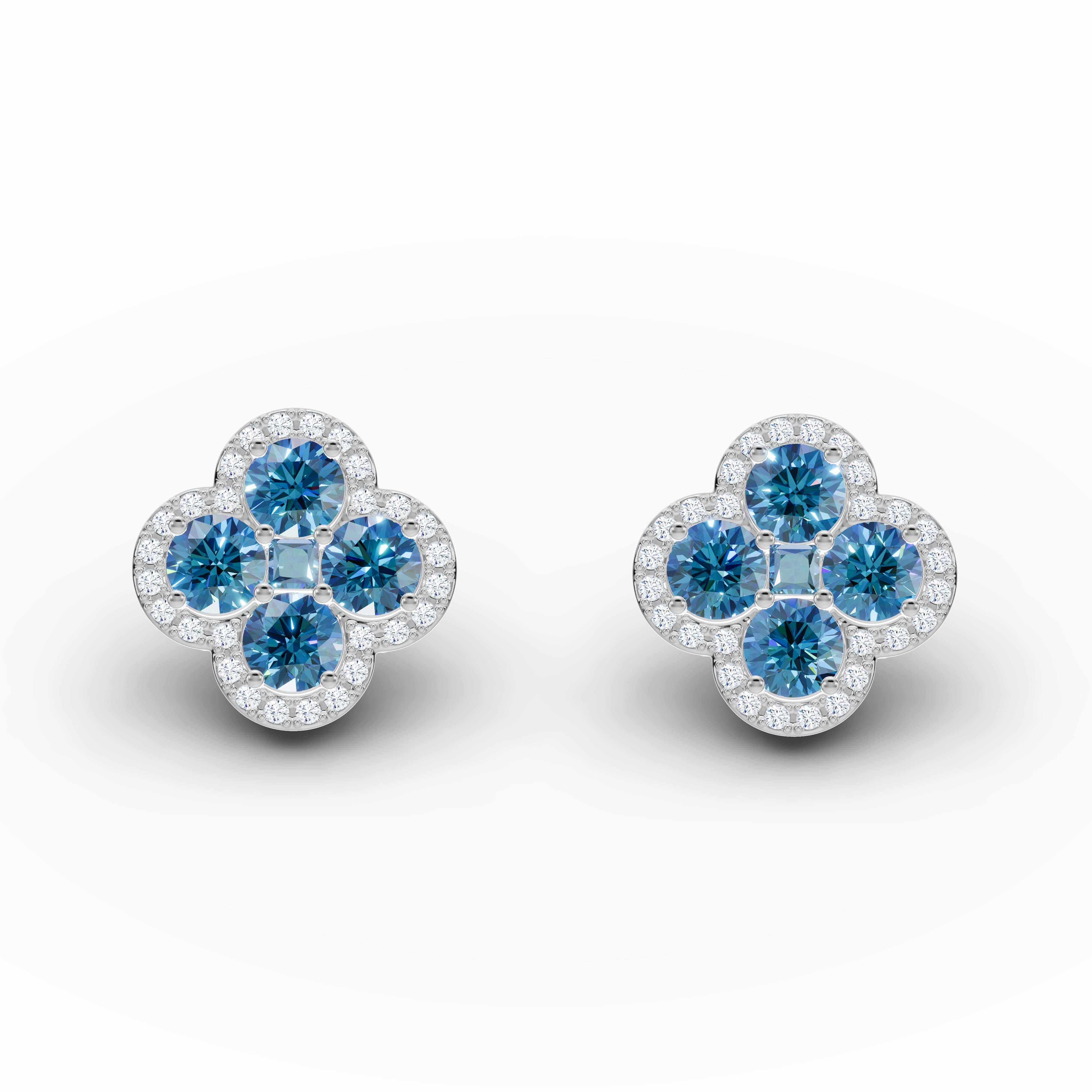 4mm Natural Gemstone & White Topaz Stud Earrings, 925 Silver