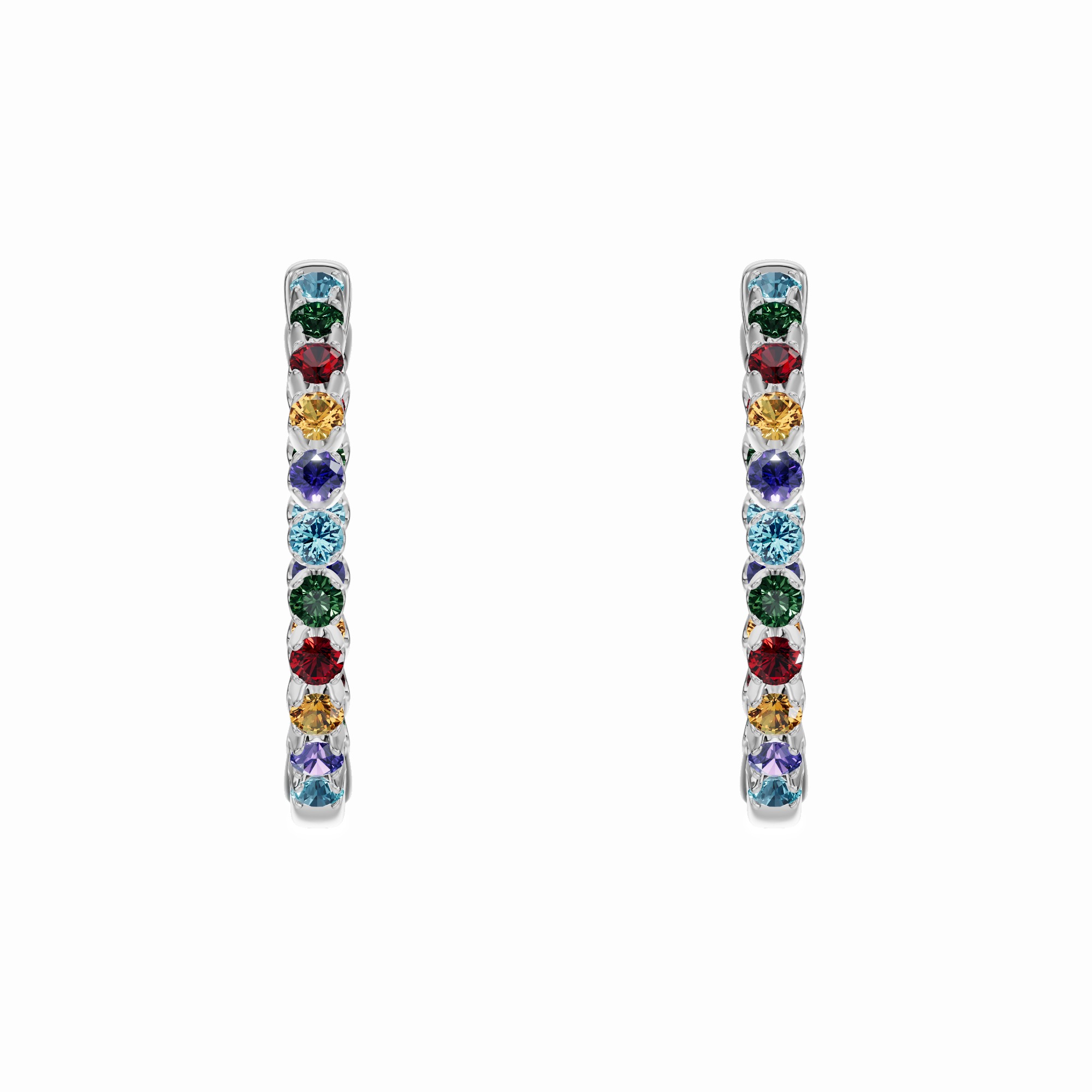 Multicolor Gemstone Inside-Out Hoop Earrings