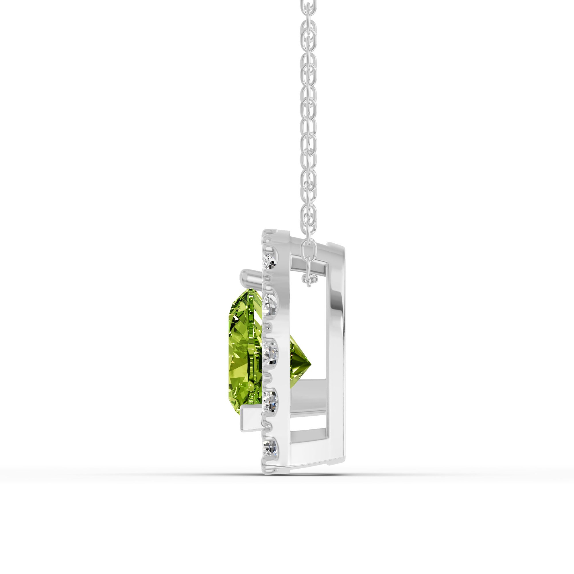 Peridot & White Topaz Heart Halo Necklace