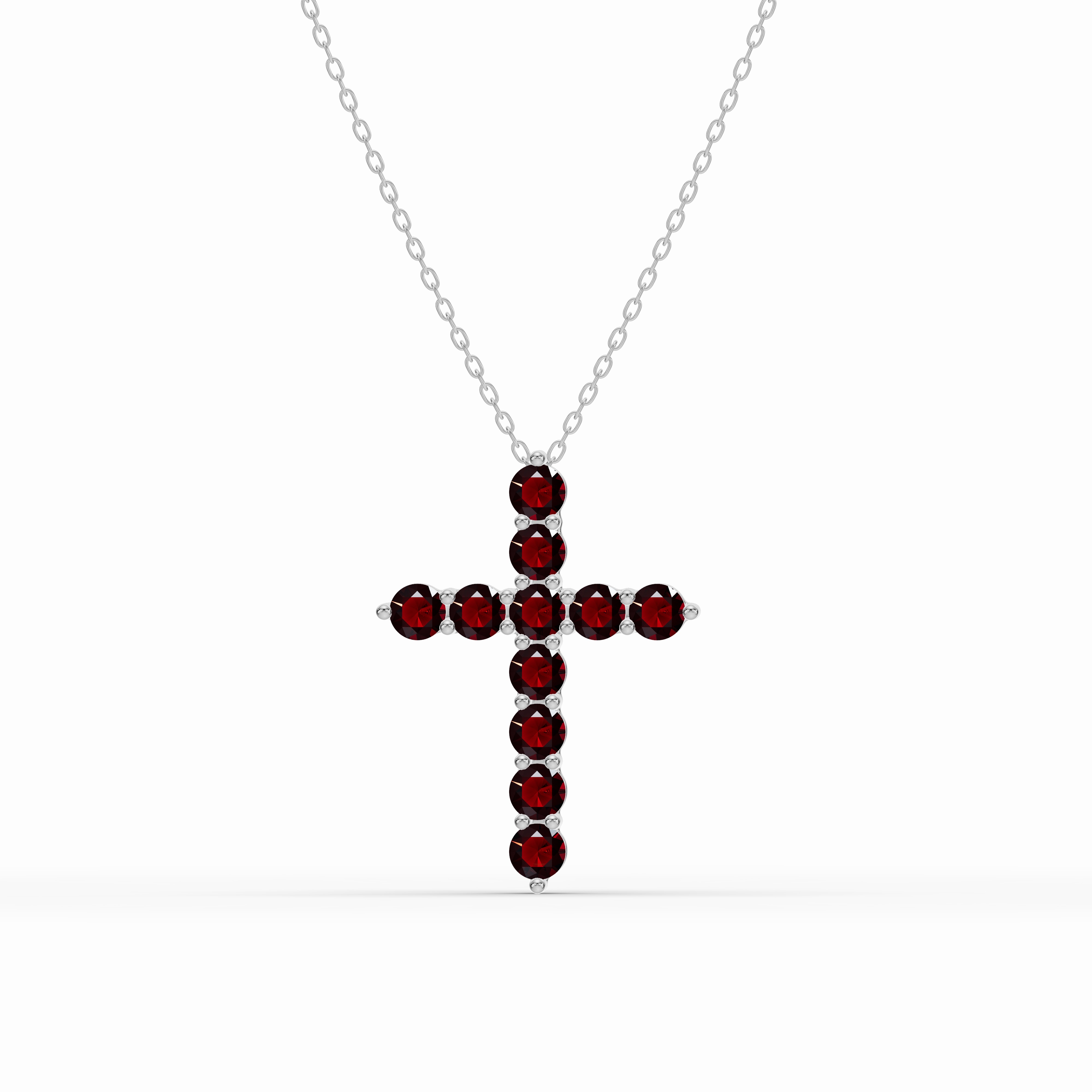 Garnet Cross Necklace
