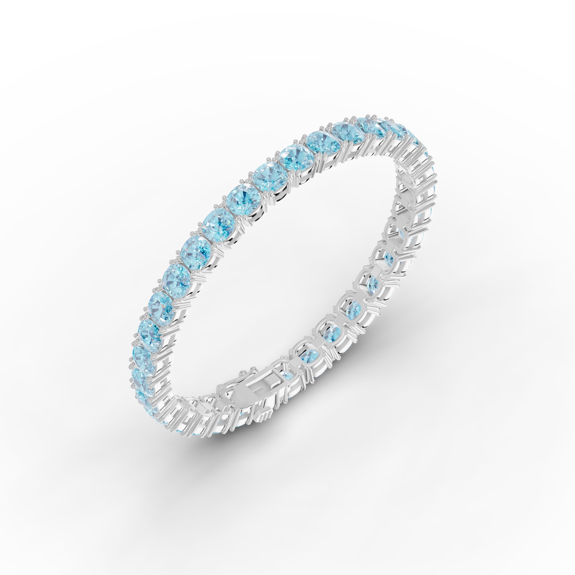 Swiss Blue Topaz Cushion Tennis Bracelet
