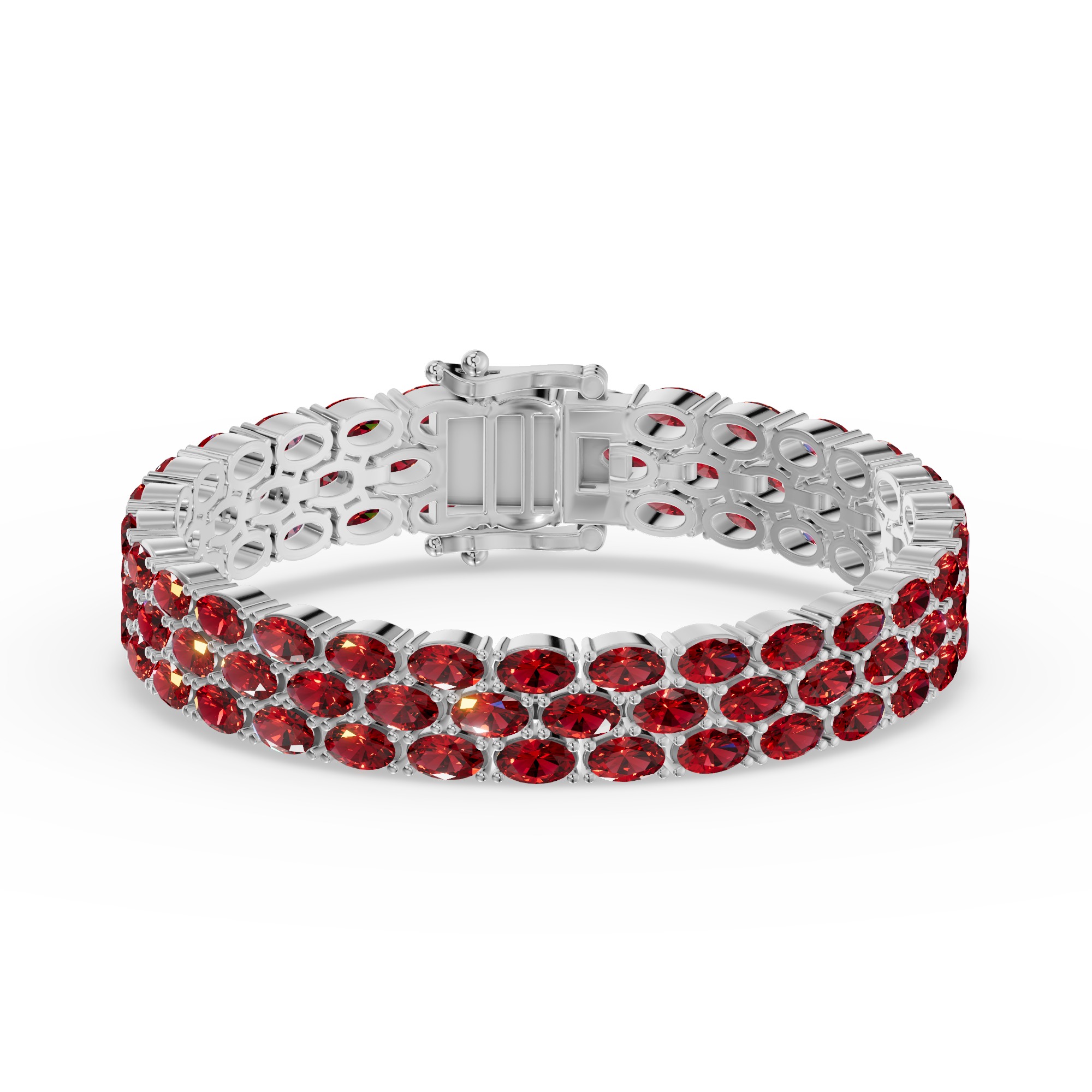 Triple Row Oval Garnet Bracelet