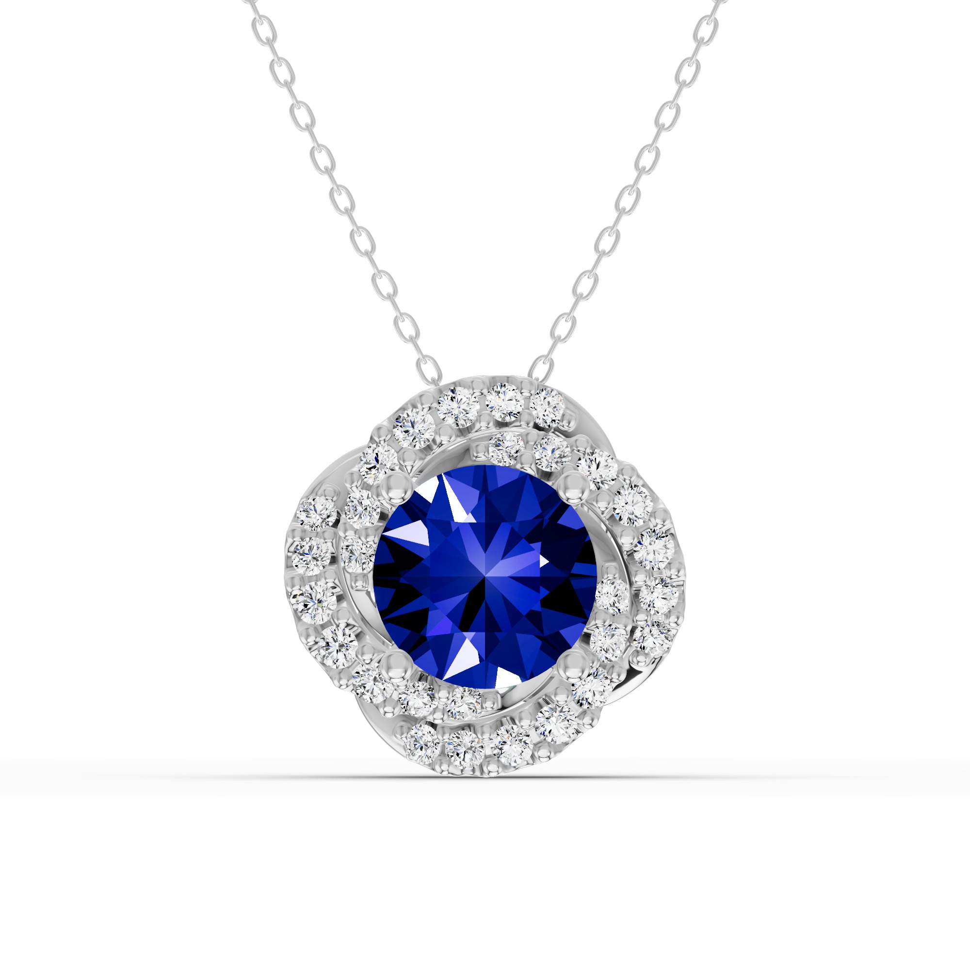 Tanzanite & Diamond Orbit Halo Necklace