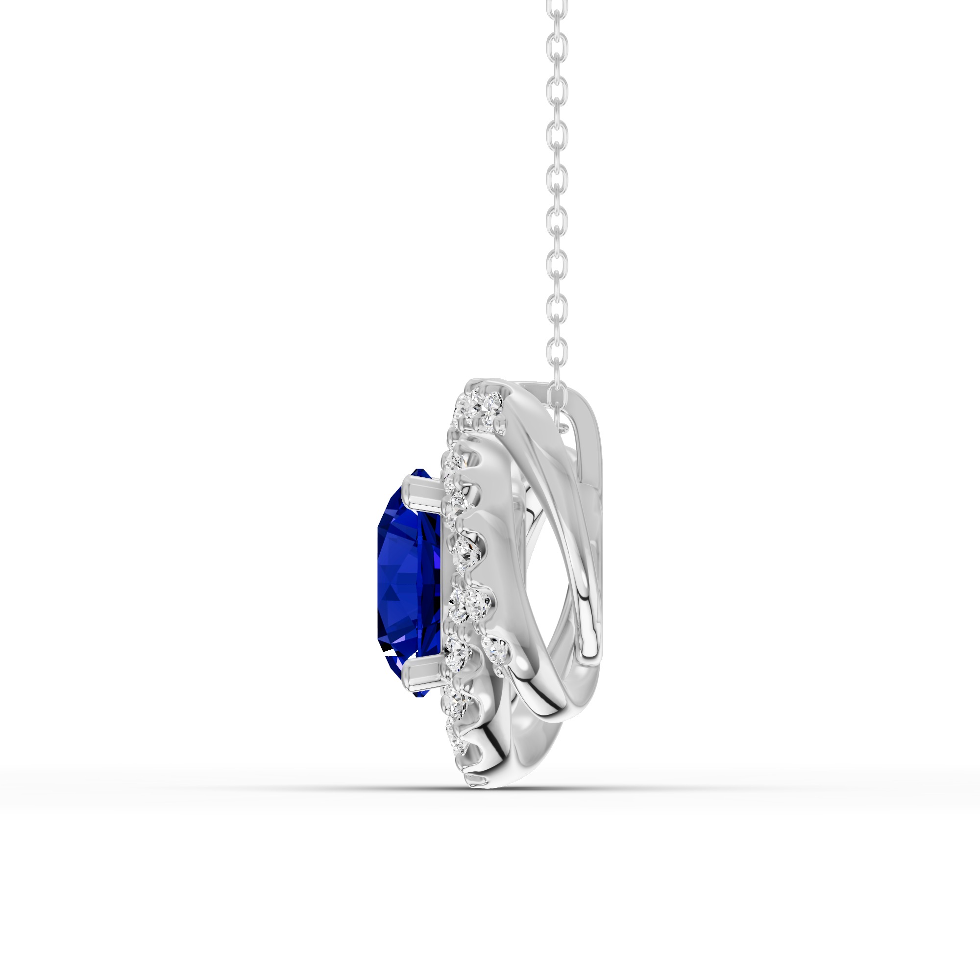 Tanzanite & Diamond Orbit Halo Necklace